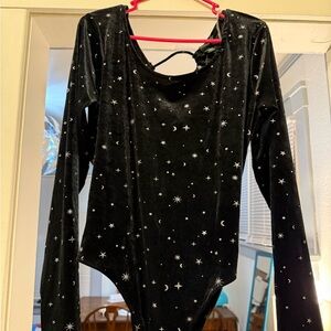 Wild Fable Moon and Stars Velvet Corset Bodysuit